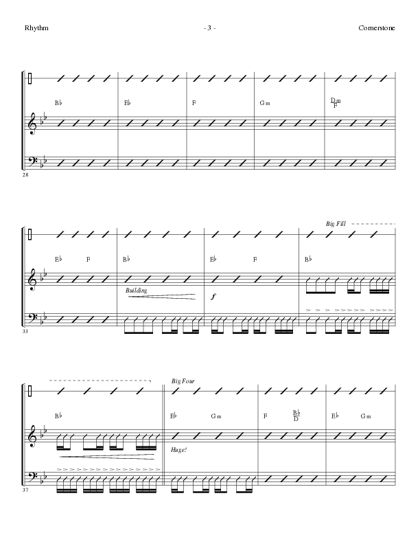 Cornerstone (Choral Anthem SATB) Rhythm Chart (Lillenas Choral / Arr. Gary Rhodes)