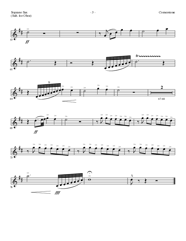 Cornerstone (Choral Anthem SATB) Soprano Sax (Lillenas Choral / Arr. Gary Rhodes)