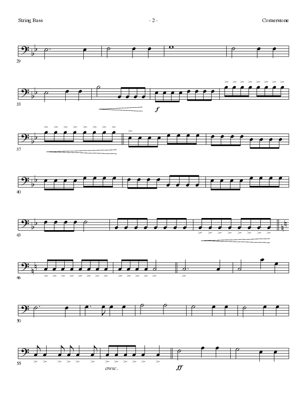 Cornerstone (Choral Anthem SATB) String Bass (Lillenas Choral / Arr. Gary Rhodes)