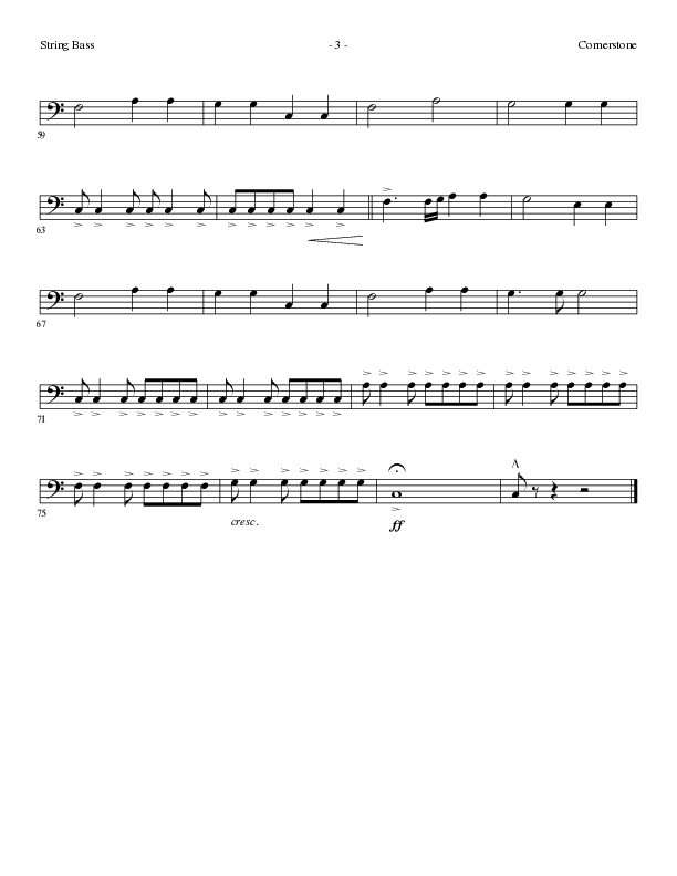 Cornerstone (Choral Anthem SATB) String Bass (Lillenas Choral / Arr. Gary Rhodes)