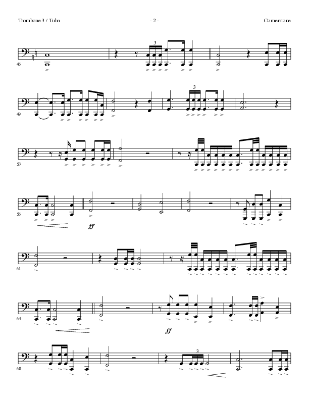 Cornerstone (Choral Anthem SATB) Trombone 3/Tuba (Lillenas Choral / Arr. Gary Rhodes)