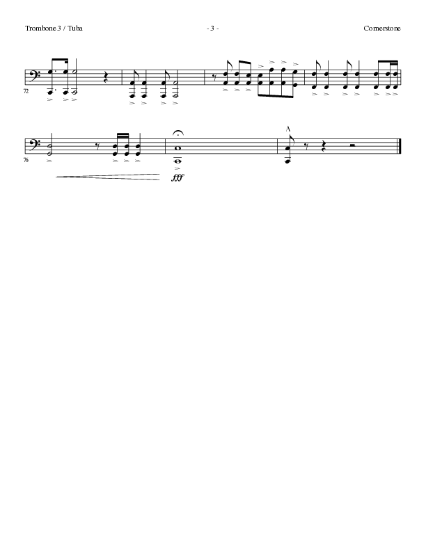 Cornerstone (Choral Anthem SATB) Trombone 3/Tuba (Lillenas Choral / Arr. Gary Rhodes)