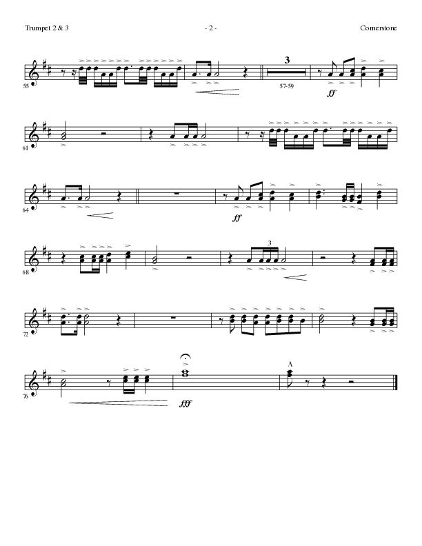 Cornerstone (Choral Anthem SATB) Trumpet 2/3 (Lillenas Choral / Arr. Gary Rhodes)