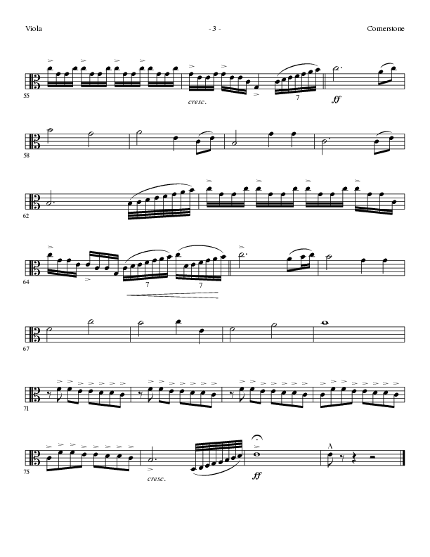 Cornerstone (Choral Anthem SATB) Viola (Lillenas Choral / Arr. Gary Rhodes)