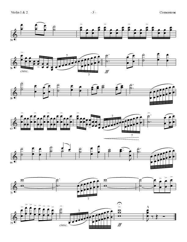 Cornerstone (Choral Anthem SATB) Violin 1/2 (Lillenas Choral / Arr. Gary Rhodes)