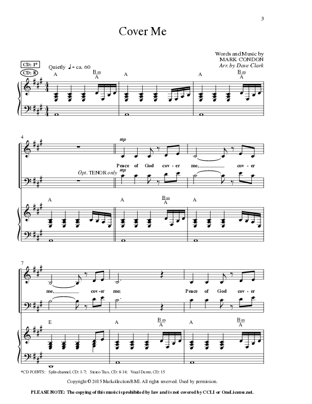 Cover Me (Choral Anthem SATB) Anthem (SATB/Piano) (Lillenas Choral / Arr. Dave Clark / Orch. David Clydesdale)