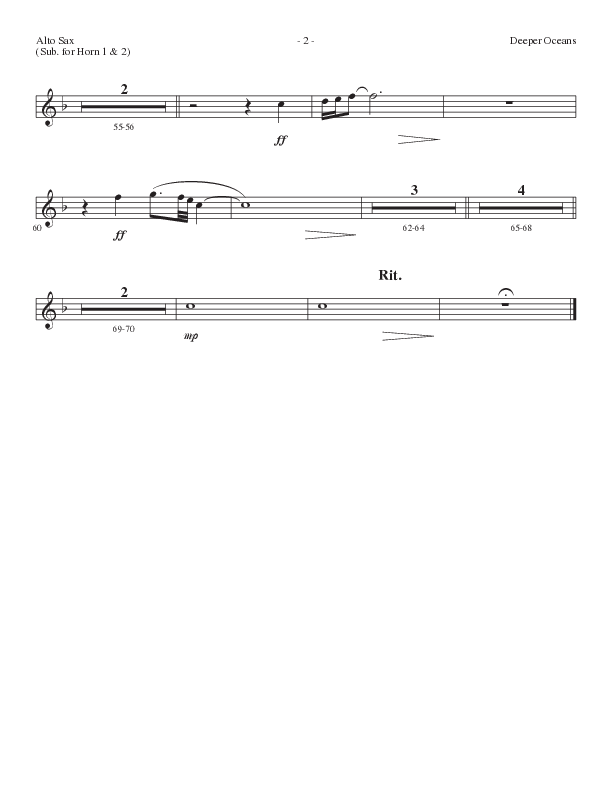 Deeper Oceans (Choral Anthem SATB) Alto Sax (Lillenas Choral / Arr. Cliff Duren)