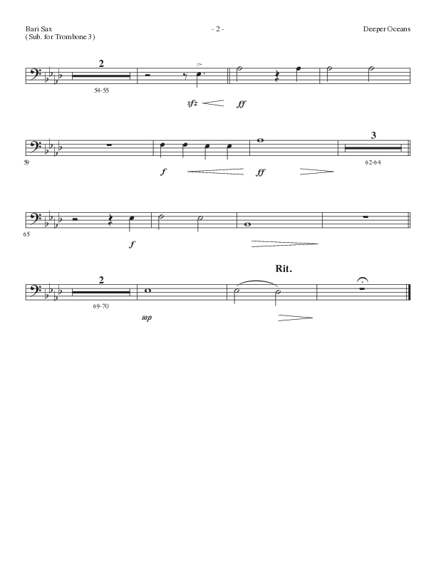 Deeper Oceans (Choral Anthem SATB) Bari Sax Sheet Music PDF (Lillenas