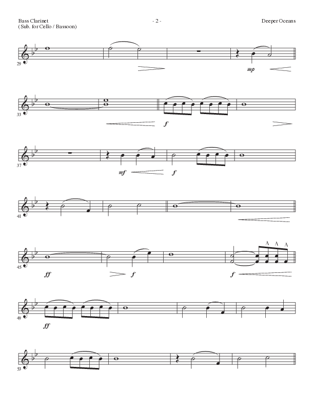Deeper Oceans (Choral Anthem SATB) Bass Clarinet (Lillenas Choral / Arr. Cliff Duren)