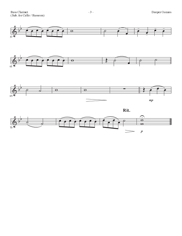 Deeper Oceans (Choral Anthem SATB) Bass Clarinet (Lillenas Choral / Arr. Cliff Duren)