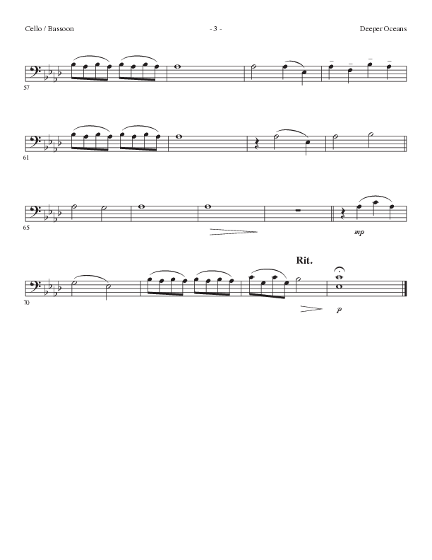 Deeper Oceans (Choral Anthem SATB) Cello (Lillenas Choral / Arr. Cliff Duren)
