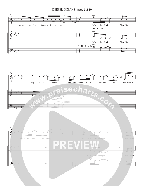 Deeper Oceans (Choral Anthem SATB) Choir Sheet (SATB) (Lillenas Choral / Arr. Cliff Duren)