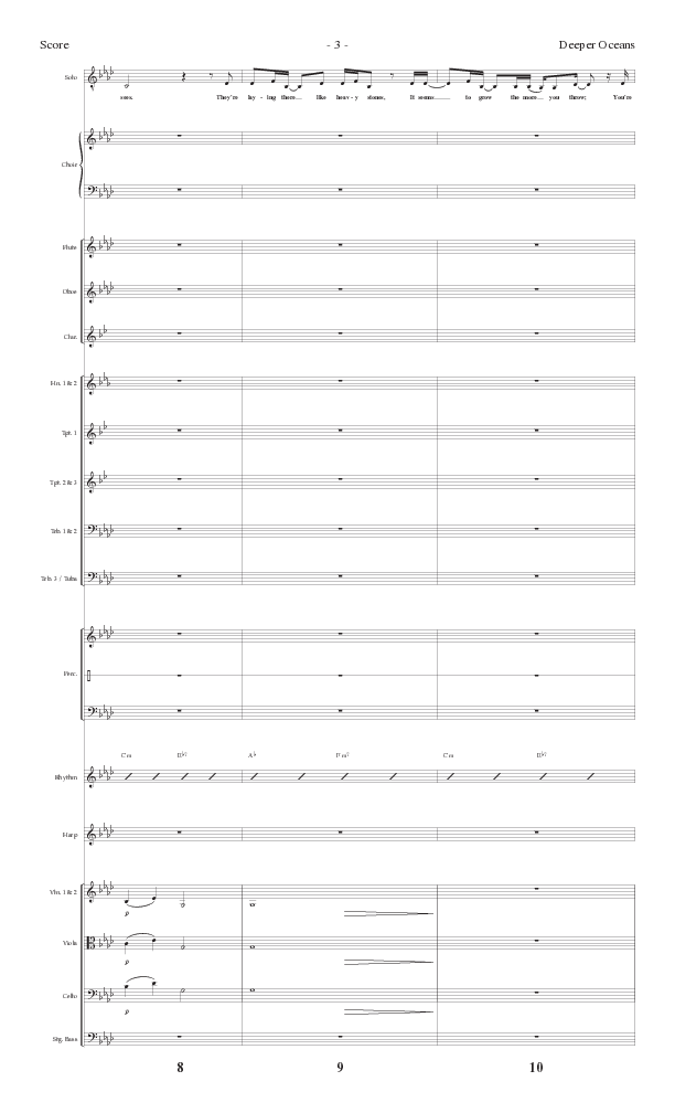 Deeper Oceans (Choral Anthem SATB) Orchestration (Lillenas Choral / Arr. Cliff Duren)