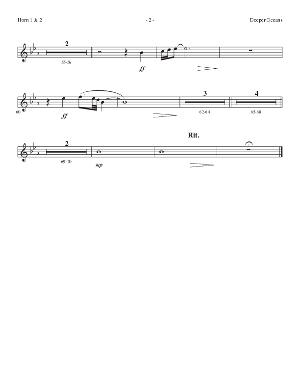 Deeper Oceans (Choral Anthem SATB) French Horn 1/2 (Lillenas Choral / Arr. Cliff Duren)