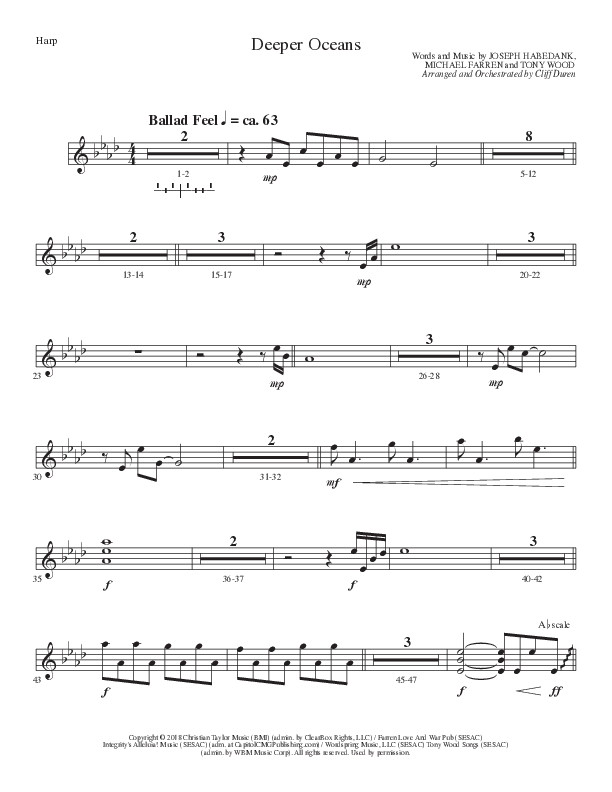 Deeper Oceans (Choral Anthem SATB) Harp (Lillenas Choral / Arr. Cliff Duren)