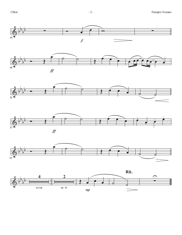 Deeper Oceans (Choral Anthem SATB) Oboe (Lillenas Choral / Arr. Cliff Duren)