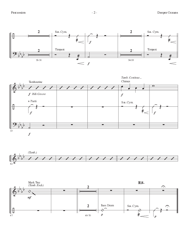 Deeper Oceans (Choral Anthem SATB) Percussion (Lillenas Choral / Arr. Cliff Duren)