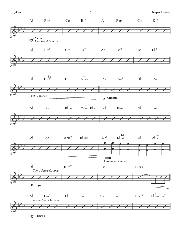 Deeper Oceans (Choral Anthem SATB) Rhythm Chart (Lillenas Choral / Arr. Cliff Duren)