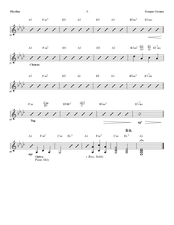 Deeper Oceans (Choral Anthem SATB) Rhythm Chart (Lillenas Choral / Arr. Cliff Duren)