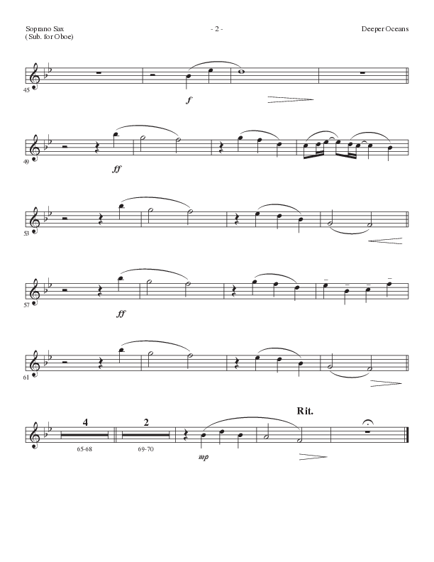 Deeper Oceans (Choral Anthem SATB) Soprano Sax (Lillenas Choral / Arr. Cliff Duren)