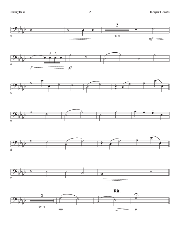 Deeper Oceans (Choral Anthem SATB) String Bass (Lillenas Choral / Arr. Cliff Duren)