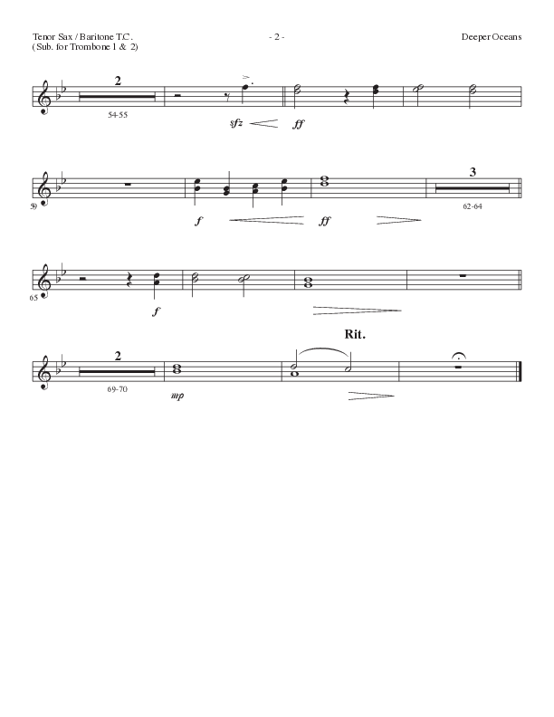 Deeper Oceans (Choral Anthem SATB) Tenor Sax/Baritone T.C. (Lillenas Choral / Arr. Cliff Duren)
