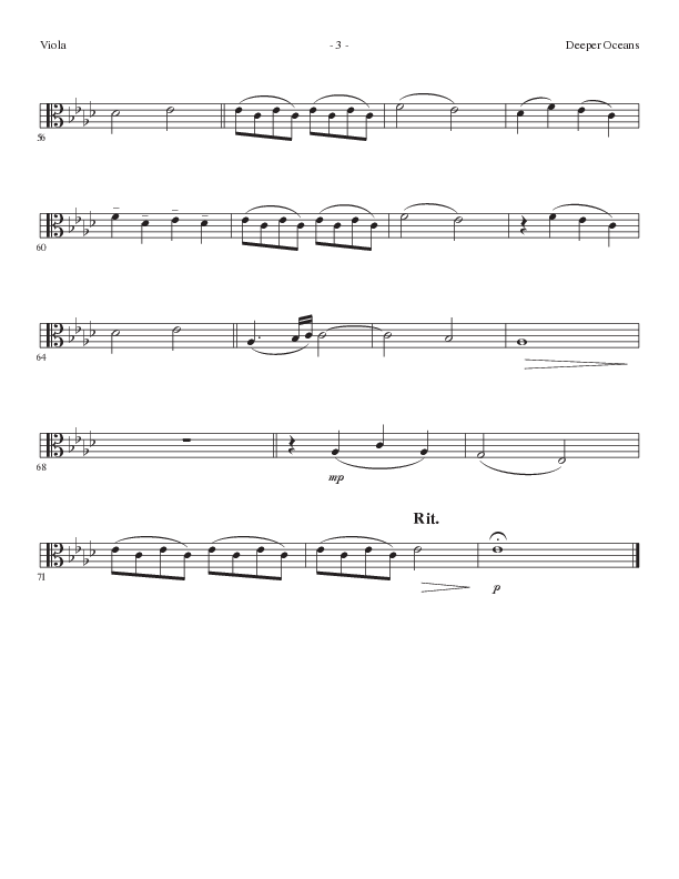 Deeper Oceans (Choral Anthem SATB) Viola (Lillenas Choral / Arr. Cliff Duren)