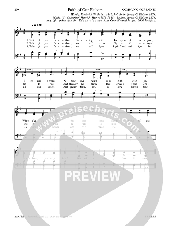 Faith of Our Fathers Hymn Sheet (SATB) (Traditional Hymn)
