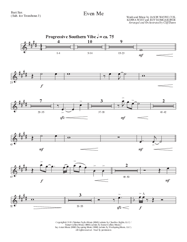 Even Me (Choral Anthem SATB) Bari Sax (Lillenas Choral / Arr. Cliff Duren)