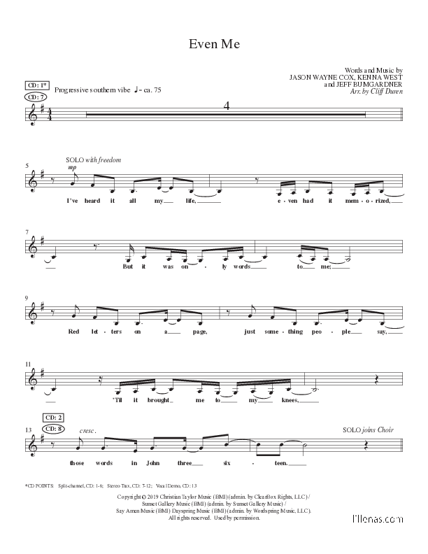 Even Me (Choral Anthem SATB) Choir Sheet (SATB) (Lillenas Choral / Arr. Cliff Duren)
