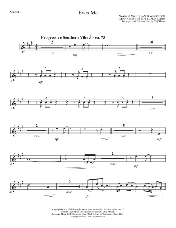Even Me (Choral Anthem SATB) Clarinet (Lillenas Choral / Arr. Cliff Duren)