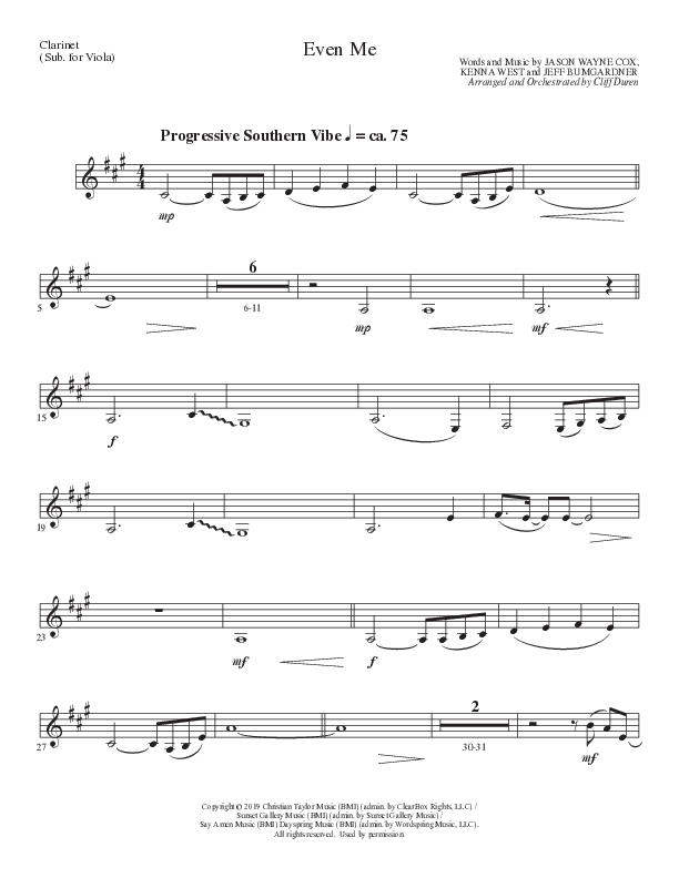 Even Me (Choral Anthem SATB) Clarinet (Lillenas Choral / Arr. Cliff Duren)