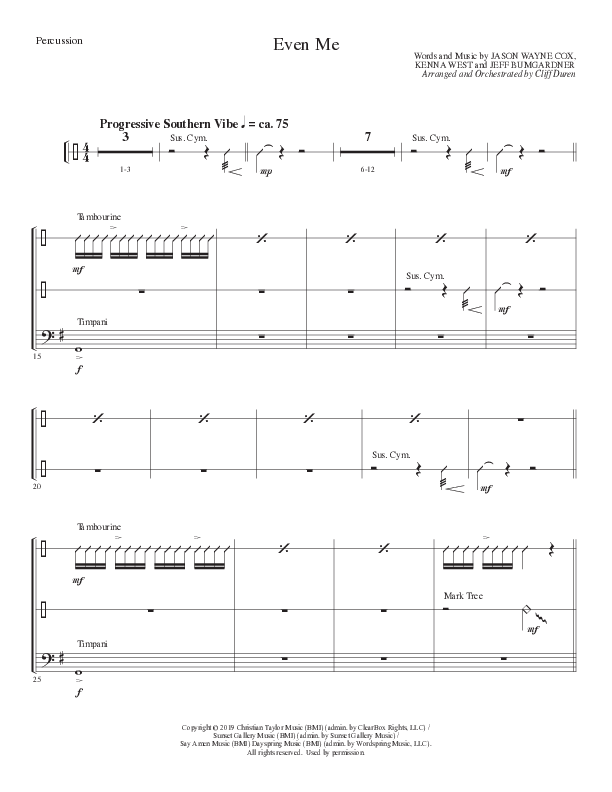Even Me (Choral Anthem SATB) Percussion (Lillenas Choral / Arr. Cliff Duren)