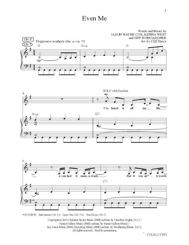 Even Me (Choral Anthem SATB) Anthem (SATB/Piano) (Lillenas Choral / Arr. Cliff Duren)