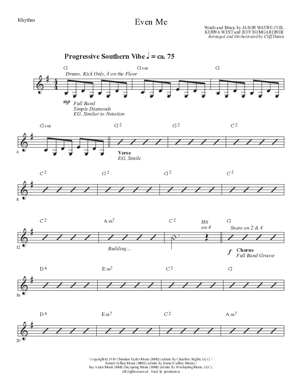 Even Me (Choral Anthem SATB) Rhythm Chart (Lillenas Choral / Arr. Cliff Duren)