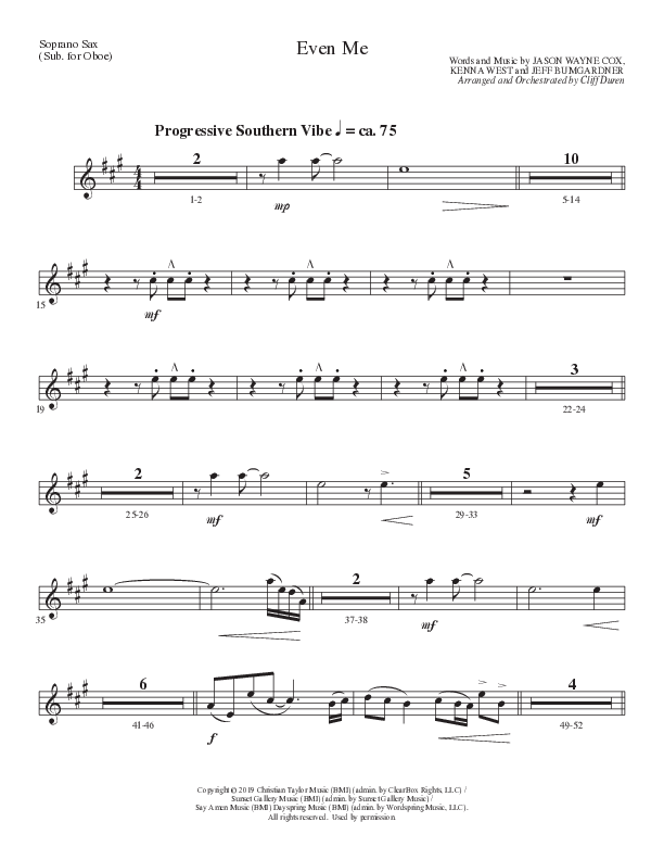 Even Me (Choral Anthem SATB) Soprano Sax (Lillenas Choral / Arr. Cliff Duren)