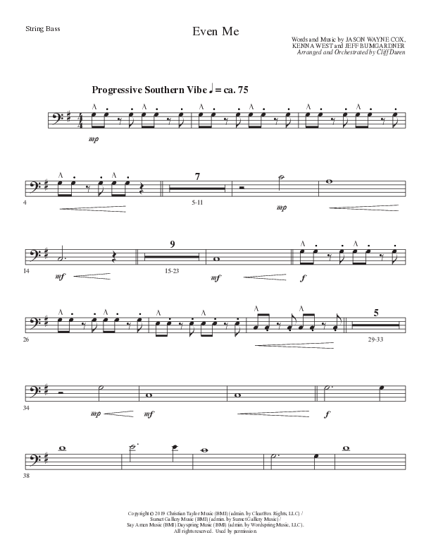 Even Me (Choral Anthem SATB) String Bass (Lillenas Choral / Arr. Cliff Duren)