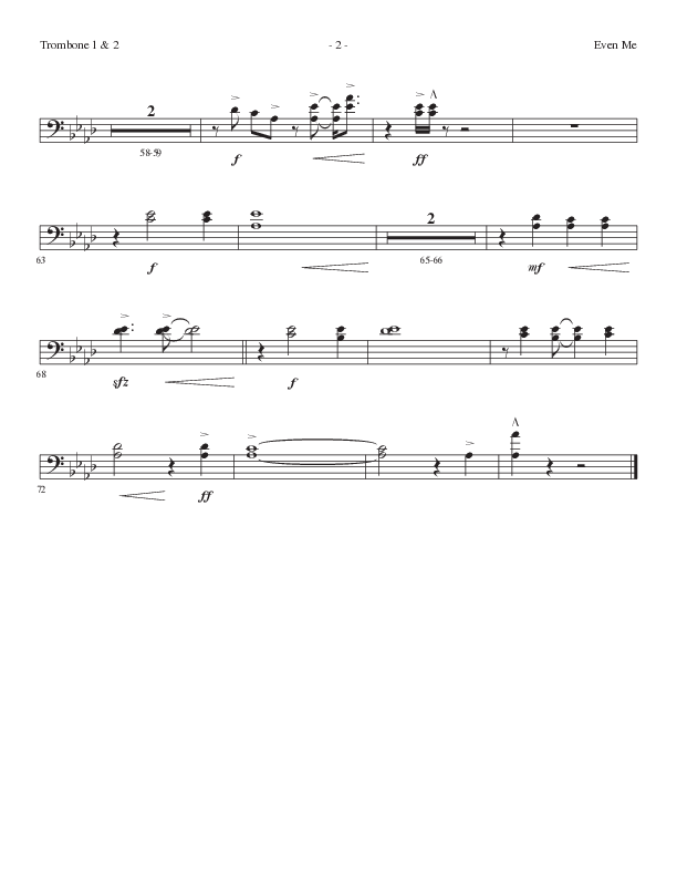 Even Me (Choral Anthem SATB) Trombone 1/2 (Lillenas Choral / Arr. Cliff Duren)