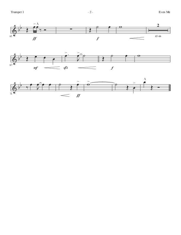 Even Me (Choral Anthem SATB) Trumpet 1 (Lillenas Choral / Arr. Cliff Duren)
