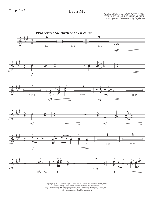 Even Me (Choral Anthem SATB) Trumpet 2/3 (Lillenas Choral / Arr. Cliff Duren)