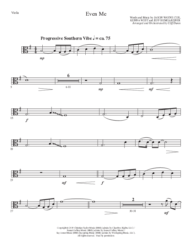 Even Me (Choral Anthem SATB) Viola (Lillenas Choral / Arr. Cliff Duren)