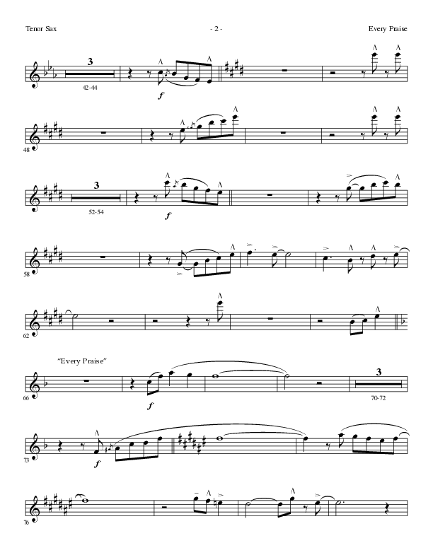 Every Praise with In the Sanctuary (Choral Anthem SATB) Tenor Sax 1 (Lillenas Choral / Arr. Mike Speck / Arr. Cheryl Rogers)