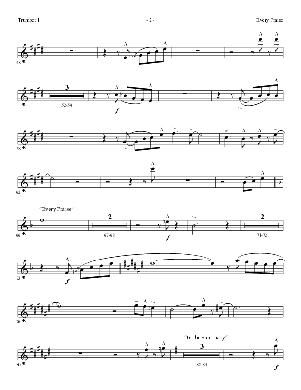 Every Praise with In the Sanctuary (Choral Anthem SATB) Trumpet 1 (Lillenas Choral / Arr. Mike Speck / Arr. Cheryl Rogers)