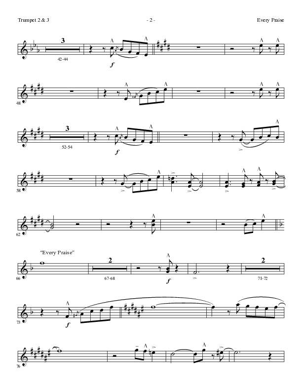 Every Praise with In the Sanctuary (Choral Anthem SATB) Trumpet 2/3 (Lillenas Choral / Arr. Mike Speck / Arr. Cheryl Rogers)