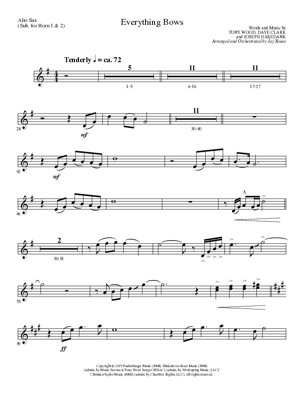 Everything Bows (Choral Anthem SATB) Alto Sax (Lillenas Choral / Arr. Jay Rouse)