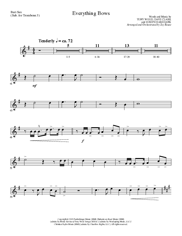 Everything Bows (Choral Anthem SATB) Bari Sax (Lillenas Choral / Arr. Jay Rouse)