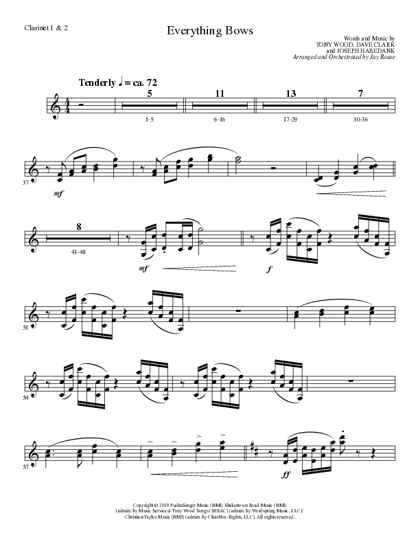 Everything Bows (Choral Anthem SATB) Clarinet 1/2 (Lillenas Choral / Arr. Jay Rouse)