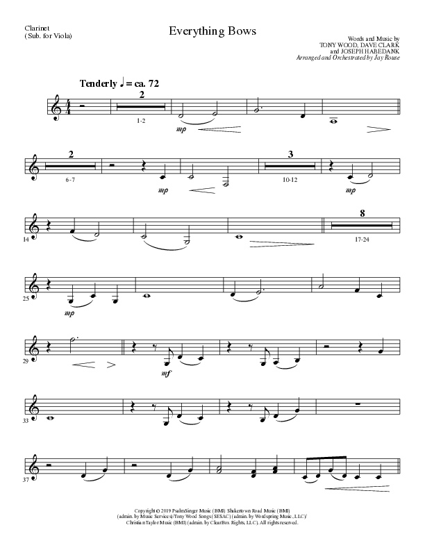 Everything Bows (Choral Anthem SATB) Clarinet (Lillenas Choral / Arr. Jay Rouse)