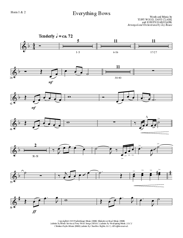 Everything Bows (Choral Anthem SATB) French Horn 1/2 (Lillenas Choral / Arr. Jay Rouse)