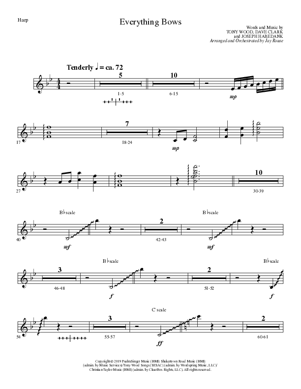 Everything Bows (Choral Anthem SATB) Harp (Lillenas Choral / Arr. Jay Rouse)